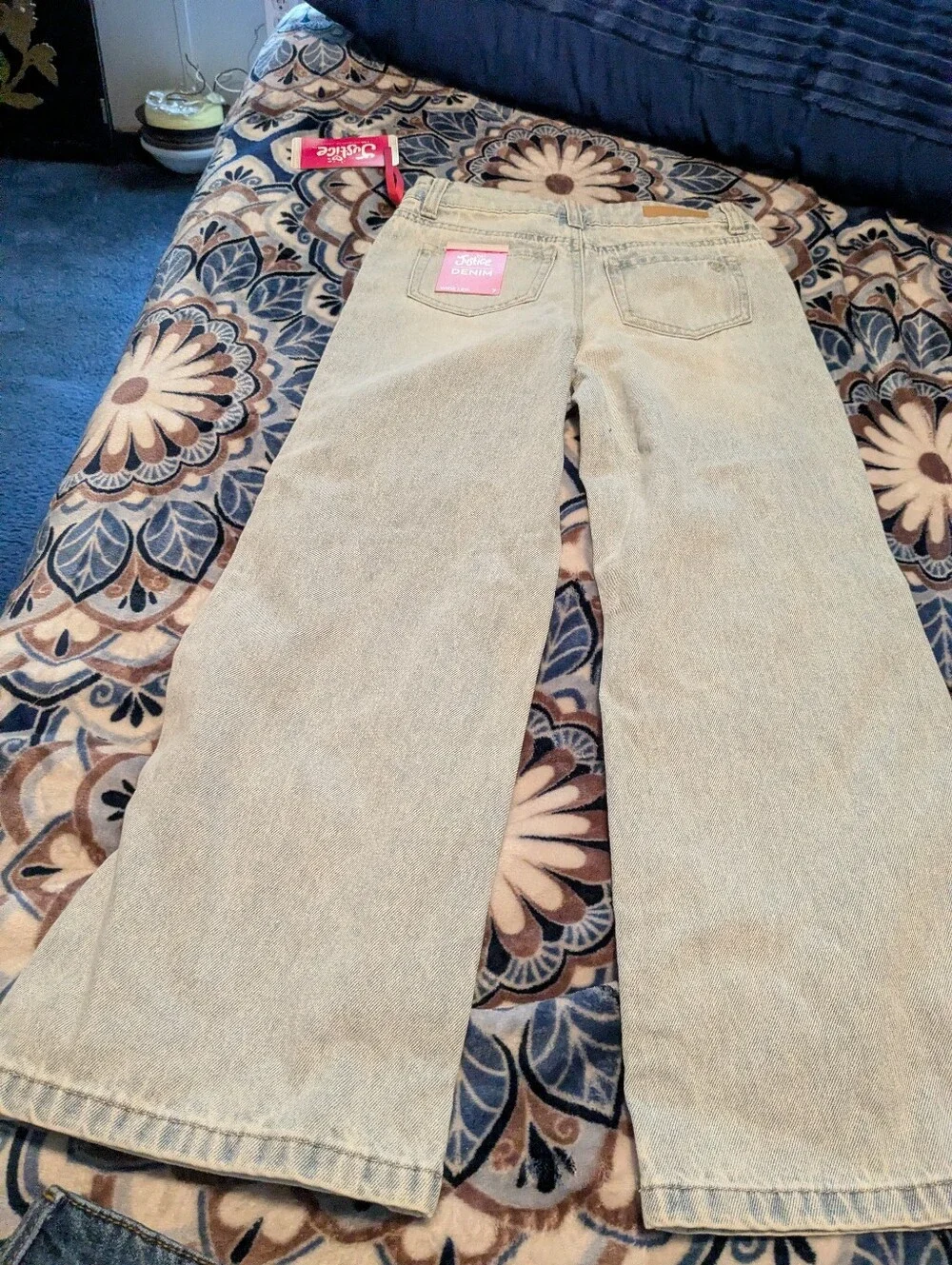 Justice Floral Embroidered Light Wash 5 Pocket Kids' Jeans